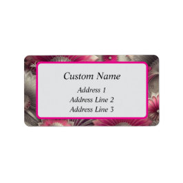 Art Nouveau Pink und Silver Fans Adressaufkleber