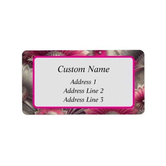 Art Nouveau Pink und Silver Fans Adressaufkleber (Vorne)