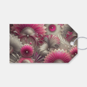 Art Nouveau Pink und Silver Fans Geschenkanhänger