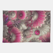 Art Nouveau Pink und Silver Fans Geschirrtuch (Horizontal)