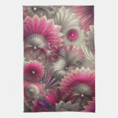 Art Nouveau Pink und Silver Fans Geschirrtuch (Vertikal)