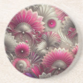 Art Nouveau Pink und Silver Fans Getränkeuntersetzer (Vorne)