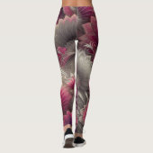 Art Nouveau Pink und Silver Fans Leggings (Rückseite)