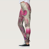 Art Nouveau Pink und Silver Fans Leggings (Links)