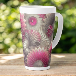 Art Nouveau Pink und Silver Fans Milchtasse