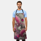 Art Nouveau Pink und Silver Fans Schürze (Getragen)