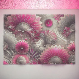 Art Nouveau Pink und Silver Fans Seidenpapier