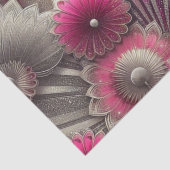 Art Nouveau Pink und Silver Fans Seidenpapier (Detail)