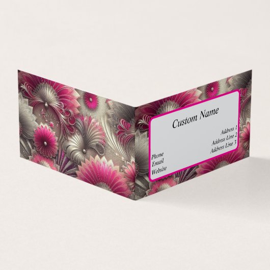 Art Nouveau Pink und Silver Fans Visitenkarten (Vorderseite)