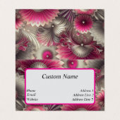 Art Nouveau Pink und Silver Fans Visitenkarten (Außenseite Aufgefaltet)