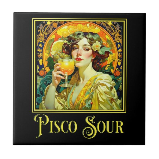 Art Nouveau Pisco Sour Fliese (Vorderseite)