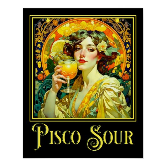 Art Nouveau Pisco Sour Poster (Vorderseite)