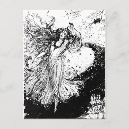 Art Nouveau Polychrome Oz Schwarz-Weiß Postkarte