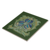 Art Nouveau Pomegranate Repro Tile Blues & Grüntön Fliese (Seite)