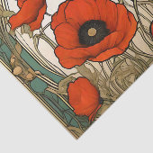 Art Nouveau Poppies Blume Seidenpapier (Ausschnitt)