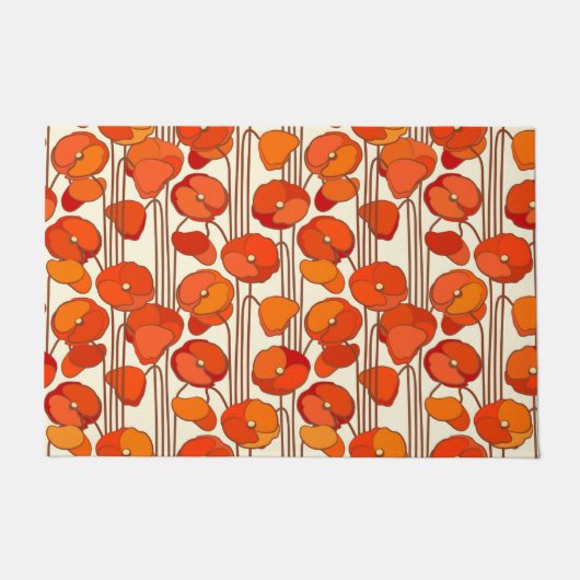 Art Nouveau Poppies Doormat Fußmatte (Vorderseite)