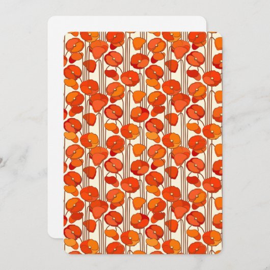 Art Nouveau Poppies Flat Greeting Card Einladung (Vorne/Hinten)