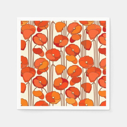 Art Nouveau Poppies Paper Napkins Serviette (Vorderseite)