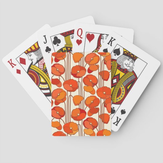 Art Nouveau Poppies Playing Cards Spielkarten (Rückseite)