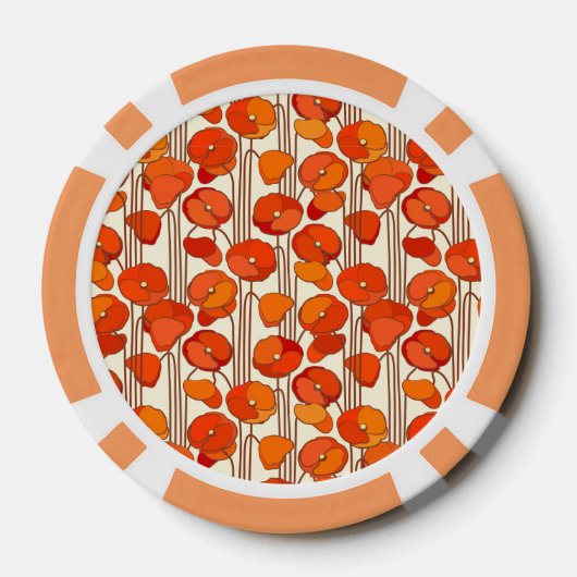 Art Nouveau Poppies Poker Chips (Rückseite)