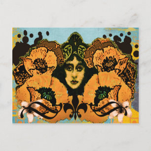 Art Nouveau Poppies Postkarte