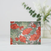 Art Nouveau Poppies Postkarte (Stehend Vorderseite)