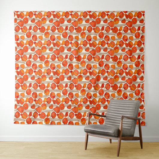 Art Nouveau Poppies Tapestry Wandteppich (Beispiel (Horizontal))