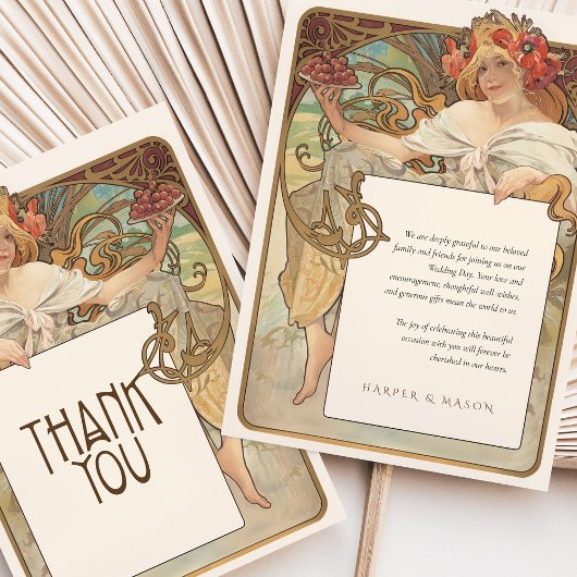 Art Nouveau Poppies Trauben Danke Karte