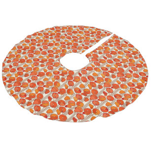 Art Nouveau Poppies Tree Skirt Leinenimitat Weihnachtsbaumdecke