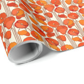 Art Nouveau Poppies Wrapping Paper Geschenkpapier (Rolleneckpunkt)