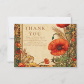 Art Nouveau Poppy Wedding Dankeskarte (Vorderseite)