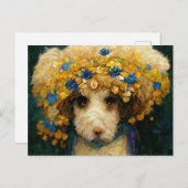 Art Nouveau portrait of poodle dog with flowers Postkarte (Vorne/Hinten)