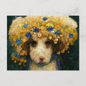 Art Nouveau portrait of poodle dog with flowers Postkarte (Vorderseite)