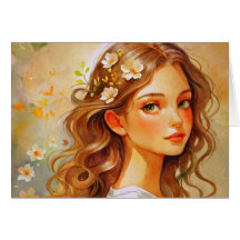 Art Nouveau portrait watercolor Card