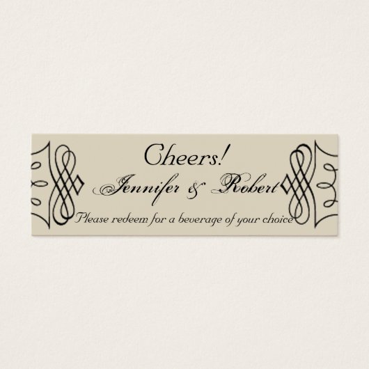 Art Nouveau Posh Wedding Drinks Tickets (Vorderseite)