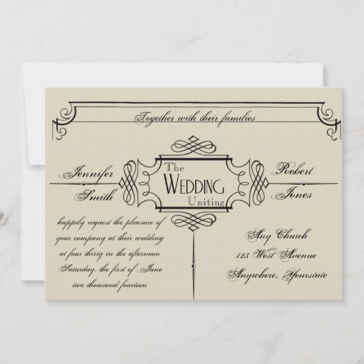 Art Nouveau Posh Wedding Einladung (Vorderseite)