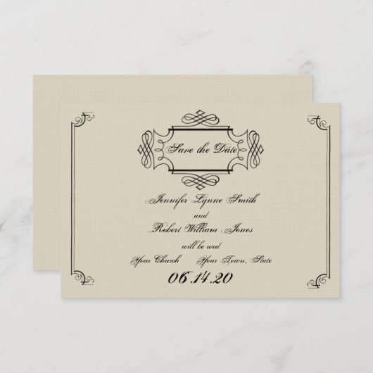 Art Nouveau Posh Wedding Save the Date (Vorne/Hinten)