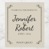 Art Nouveau Posh Wedding Wine Label Weinetikett (Einzelnes Label)