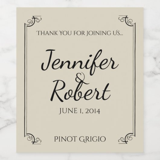 Art Nouveau Posh Wedding Wine Label Weinetikett (Einzelnes Label)