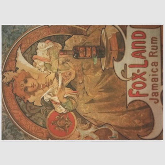 Art Nouveau Poster 20 Rum Lady Decoupage Seidenpapier (Vorderseite)