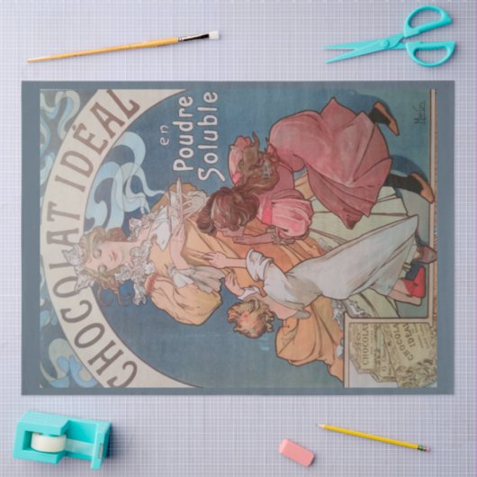 Art Nouveau Poster Chocolate 16 Decoupage Seidenpapier (Basteln)
