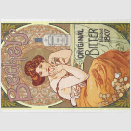 Art Nouveau Poster Lady 18 Decoupage Seidenpapier