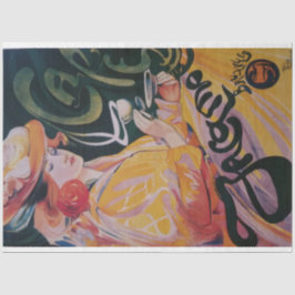 Art Nouveau Poster Lady Decoupage Seidenpapier