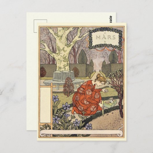 Art Nouveau Postkarte (Vorne/Hinten)