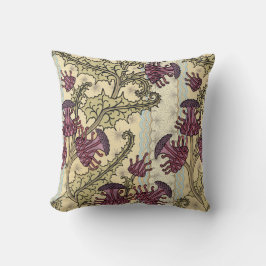 Art Nouveau Pum Green Floral Throw Kissen