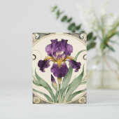 Art Nouveau Purple Iris Postkarte (Stehend Vorderseite)