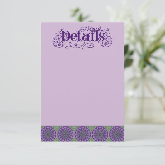 Art Nouveau Purple Thistle Wheel Vertical Begleitkarte (Stehend Vorderseite)