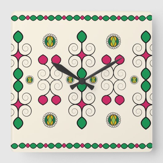 Art Nouveau Quadratische Wanduhr (Vorderseite)