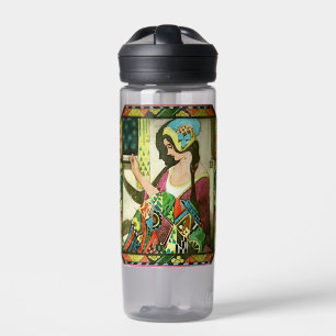 Art Nouveau-Quilter-Plakat – Vintage-Nähende Frau Trinkflasche