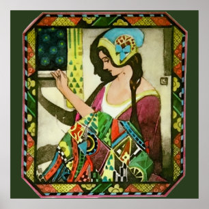 Art Nouveau-Quilter-Plakat – Vintage-Näherin  Poster